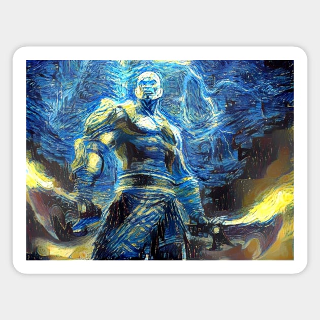 God of War Kratos Starry Night Sticker by Starry Night